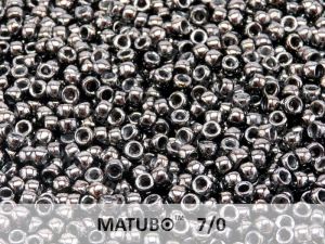 Mačkaný rokajl Matubo 7/0 - černý hematit - 5g   