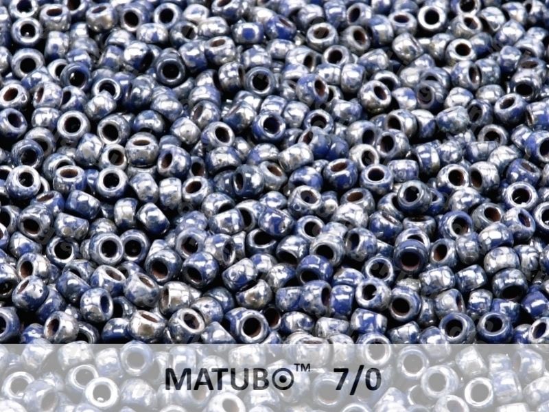 Mačkaný rokajl Matubo 7/0 - modrý picasso - 5g