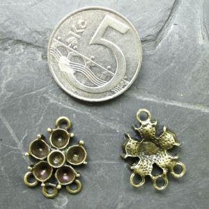 Ramínko kytička na šatony 15x20mm - starobronzové - 1 ks