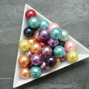 Plastové ( imitace perel ) korálky cca 10 mm - mix barev I.  | 10 ks, 100 ks
