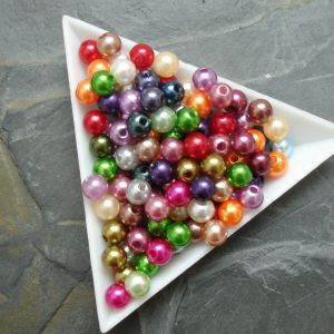 Plastové ( imitace perel ) korálky cca 6 mm - mix barev I. | 50 ks, 500 ks