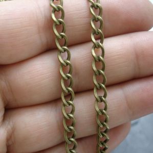 Řetízek twist cca 6x4,4mm - starobronzový - 1 m