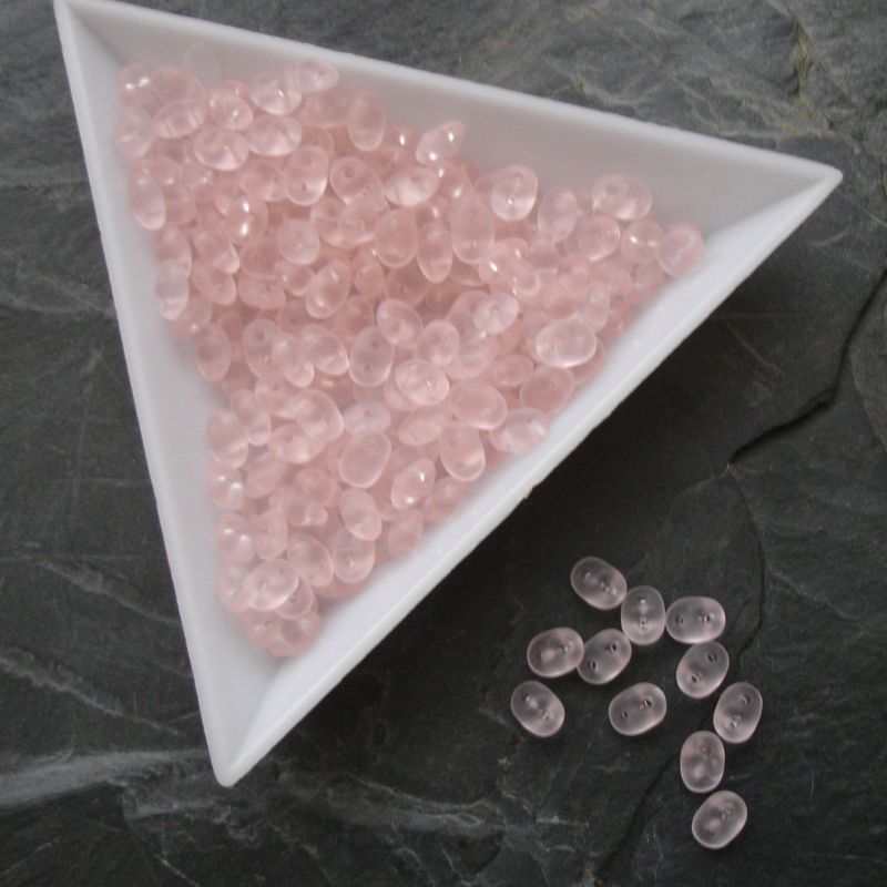Dvoudírkové korálky Superduo - růžové matné 70120 - 5 g