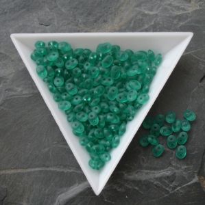 Dvoudírkové korálky Superduo - zelené matné 50720 - 5 g
