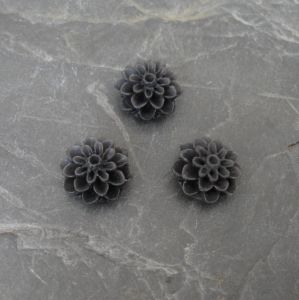 Kabošon chryzantéma 15mm - černá - 2 ks