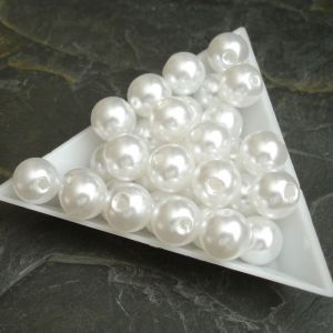 Plastové ( imitace perel ) korálky cca 10 mm - bílé  | 10 ks