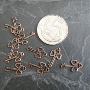 Přívěsek mini klíček cca 8x15mm - staroměděný - 1 ks