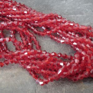 Broušené korálky "sluníčka" 4mm - červené | 30 ks, 300 ks
