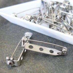 Brožový můstek s pojistkou cca 25x5 mm - platinový | 1 ks, 10 ks, 100 ks