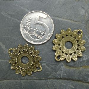 Konektor, mezikus květ 26x23mm - starobronzový 