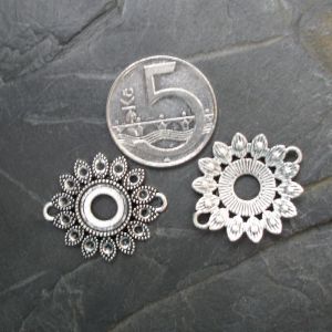 Konektor, mezikus květ 27x22mm - starostříbrný