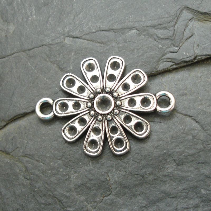 Konektor, mezikus květ 29x21mm - starostříbrný