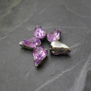 Našívací akrylové kamínky 10x6mm v kotlíku - fialové