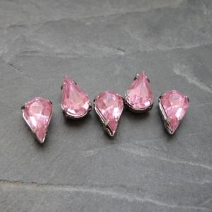 Našívací akrylové kamínky 10x6mm v kotlíku - světle růžové