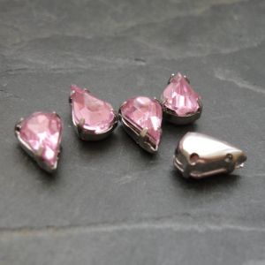 Našívací akrylové kamínky 10x6mm v kotlíku - světle růžové