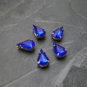 Našívací akrylové kamínky 10x6mm v kotlíku - modré