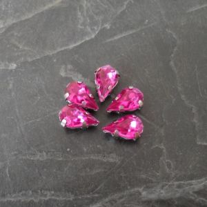 Našívací akrylové kamínky 10x6mm v kotlíku - tmavě růžové 