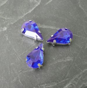 Našívací akrylové kamínky 13x8mm v kotlíku - modré - 1 ks