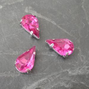 Našívací akrylové kamínky 13x8mm v kotlíku - tmavě růžové
