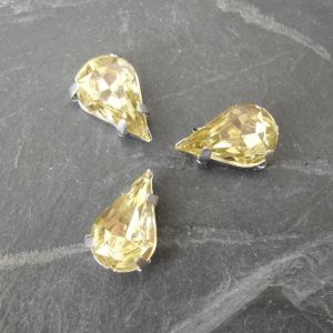 Našívací akrylové kamínky 13x8mm v kotlíku - žlutohnědé