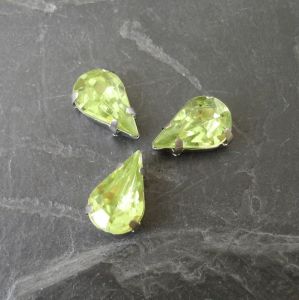 Našívací akrylové kamínky 13x8mm v kotlíku - žlutozelené 