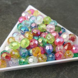Plastové korálky imitace broušených cca 6mm - mixAB
