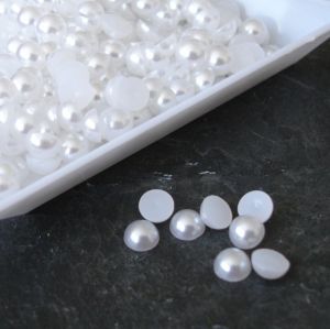 Plastové půlperle cca 5mm - bílé | 10 ks, 100 ks, 1000 ks