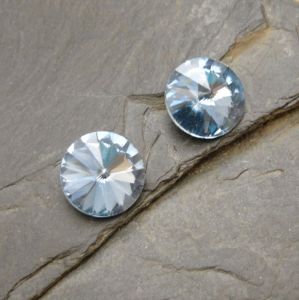 Skleněný broušený kamínek rivoli 10mm - modrý sv. - 2 ks
