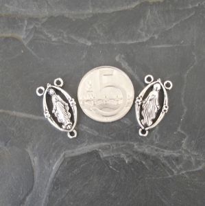 Konektor, mezikus madonka 14x24,5x3mm - starostříbrný - 1 ks