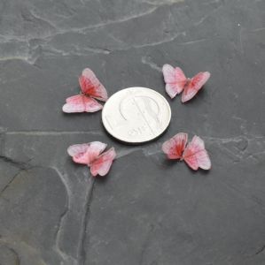 kabošon plastový motýlek 12,5x17,5x3,5mm - růžový - 2 ks