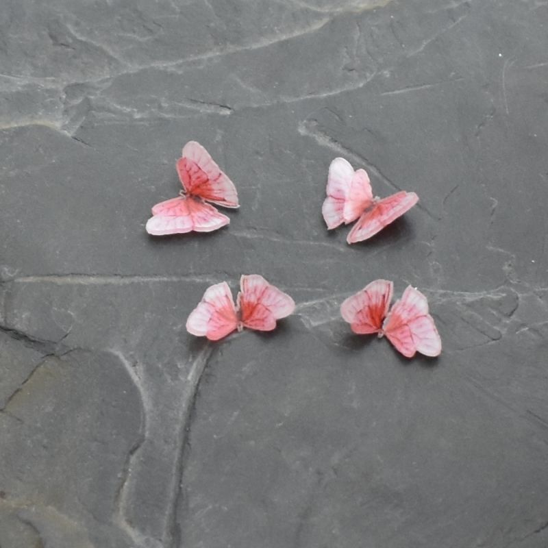 kabošon plastový motýlek 12,5x17,5x3,5mm - růžový - 20 ks