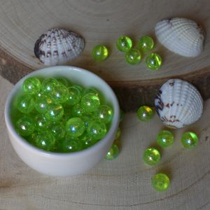 Plastové korálky kuličky cca 8mm - zelené s AB efektem  | 10 ks, 100 ks