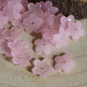 Akrylové kvítky 12,5x13x2,5 mm - růžové - 10 ks