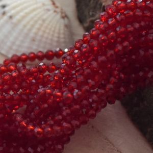 broušený korálek rondelka 3x2 mm - červená - 200 ks