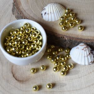 Plastové korálky 6 mm - zlaté | 50 ks, 500 ks