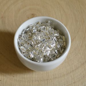Rokajl tyčinky cca 5 mm, kroucené, silnější - stříbrné | 10 g, 50 g