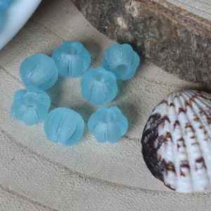 Skleněné korálky kuličky 8mm vroubkované - azurové mat G & B Beads