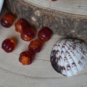 Skleněné korálky kuličky 8mm vroubkované - červené G & B Beads
