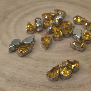 Našívací akrylové kamínky 10x6mm v kotlíku - žluté
