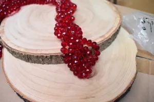 Broušené korálky cca 8x6mm - červené tmavé