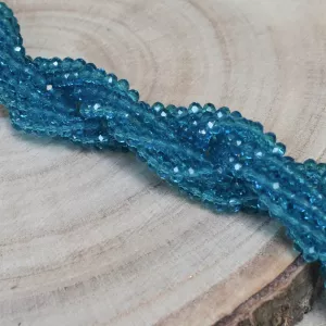 broušený korálek rondelka 4x3 mm - azurová