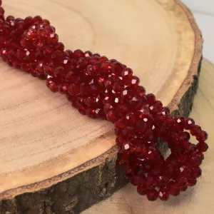 broušený korálek rondelka 4x3 mm - červená | 20 ks, 200 ks