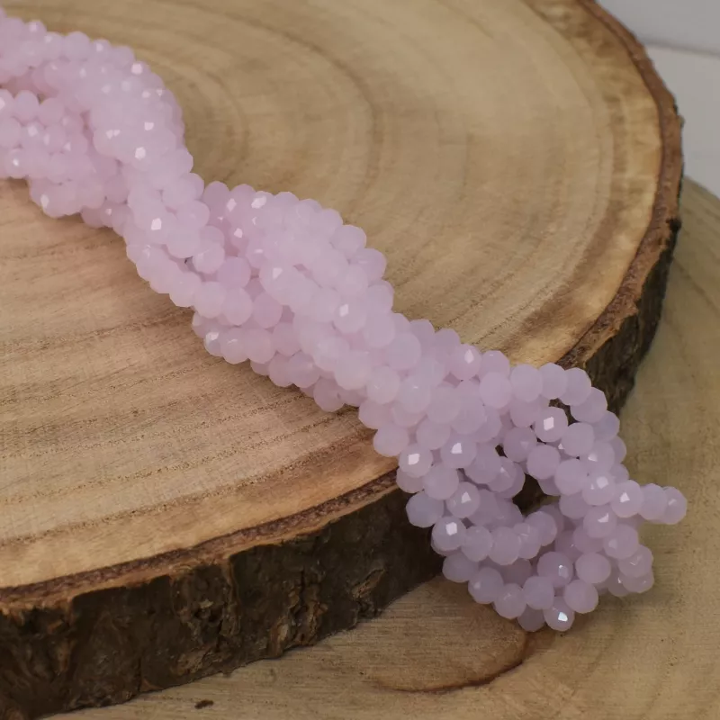 broušený korálek rondelka 4x3 mm - růžová mléčná