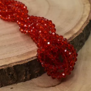 broušený korálek rondelka 4x3mm - červená II.
