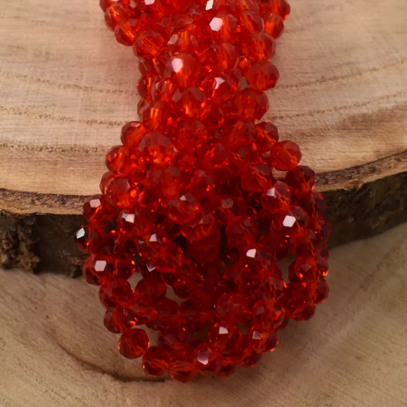 broušený korálek rondelka 4x3mm - červená II.