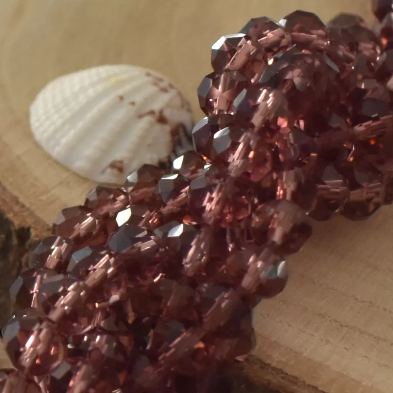 broušený korálek rondelka 6x5 mm - fialovorůžový