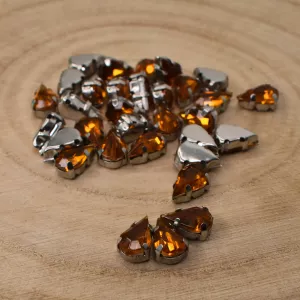 Našívací akrylové kamínky 10x6mm v kotlíku - hnědé
