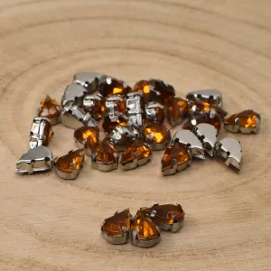 Našívací akrylové kamínky 10x6mm v kotlíku - hnědé 