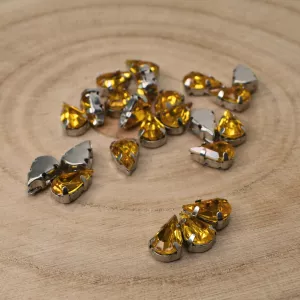 Našívací akrylové kamínky 10x6mm v kotlíku - jantarové 