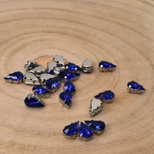 Našívací akrylové kamínky 10x6mm v kotlíku - modré